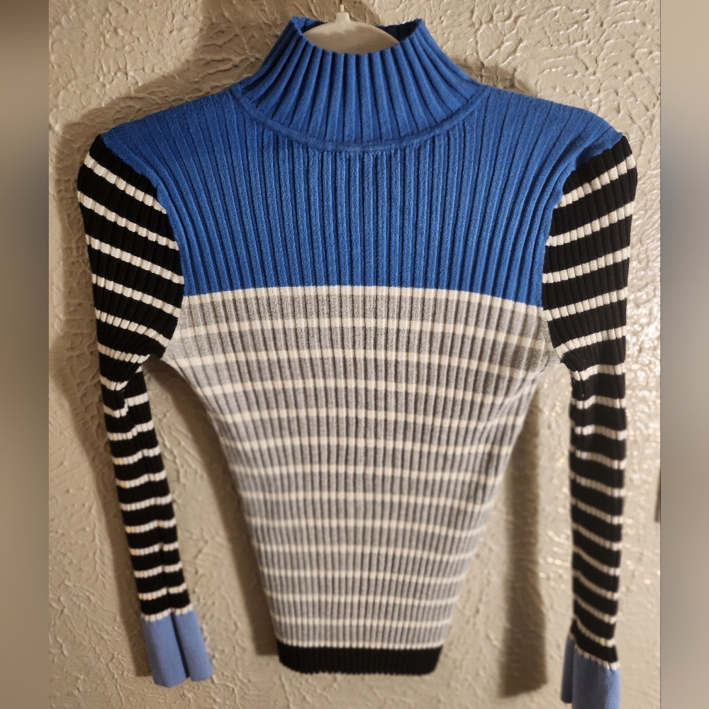 LOFT Blue Ribbed Knit Sweater